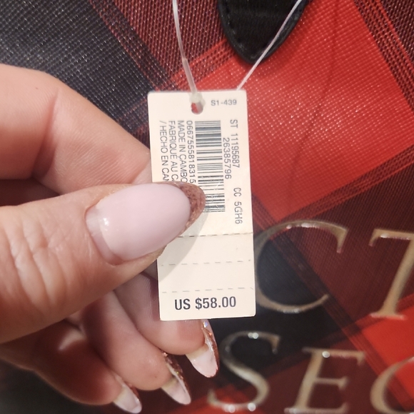 Victoria's Secret Red and Black Plaid Tote Bag - Picture 2 of 4
